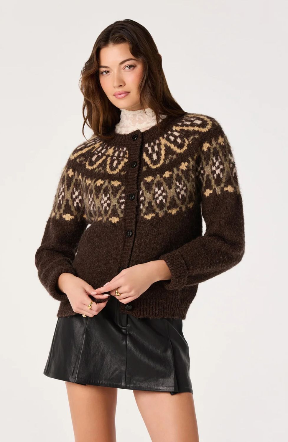 ASTR Irene Fair Isle Oversized Cardigan