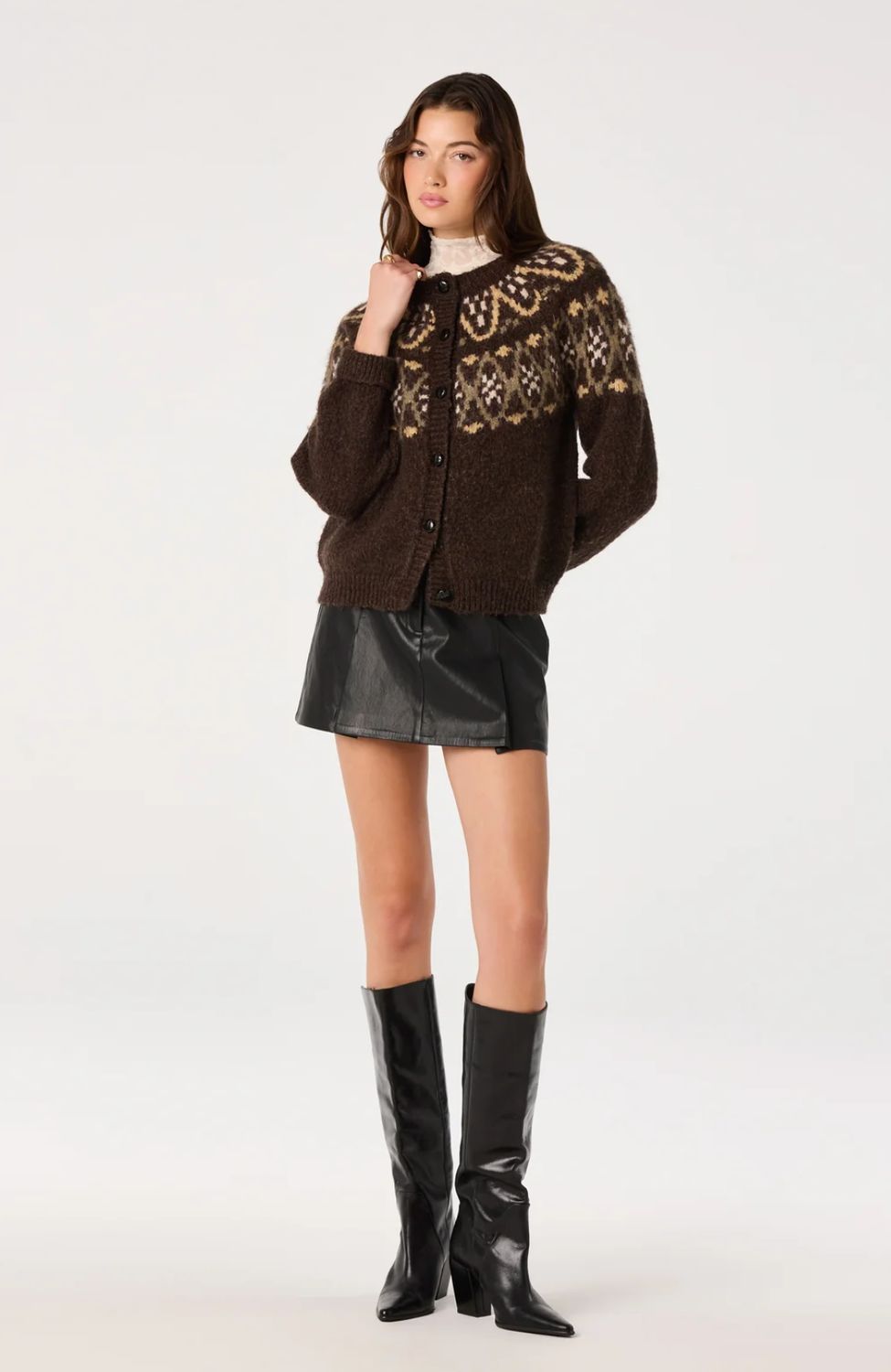ASTR Irene Fair Isle Oversized Cardigan