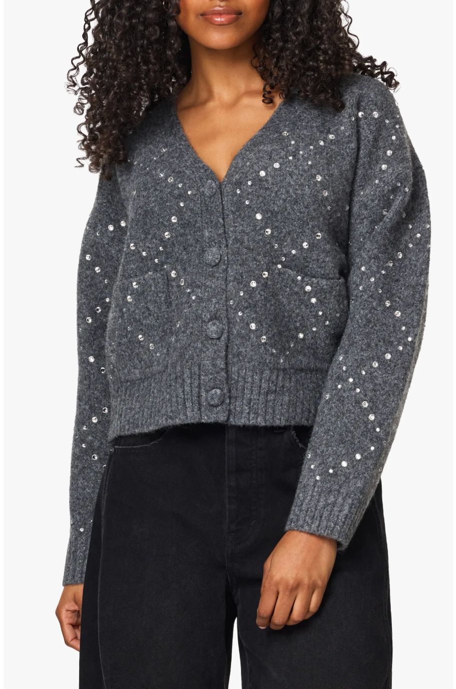 Habitual Rhinestone Argyle Cardigan