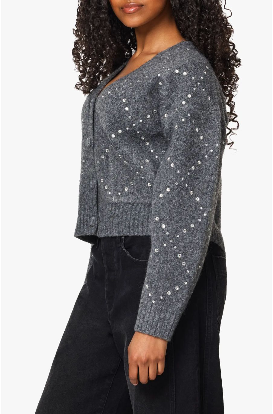 Habitual Rhinestone Argyle Cardigan