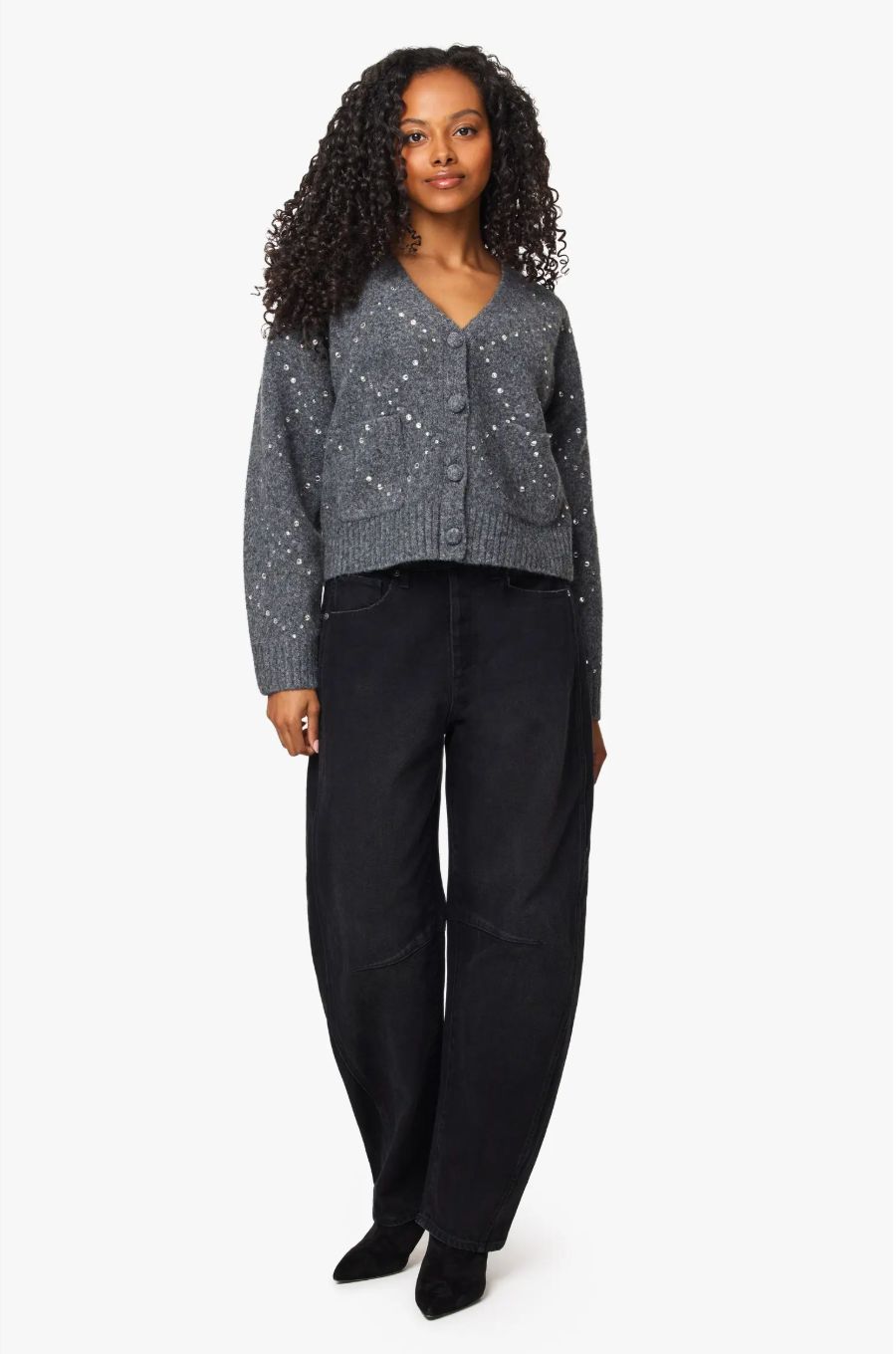 Habitual Rhinestone Argyle Cardigan