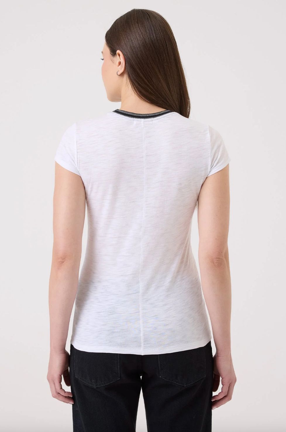 Goldie Daylight Shimmer Tipped Ringer Tee in White