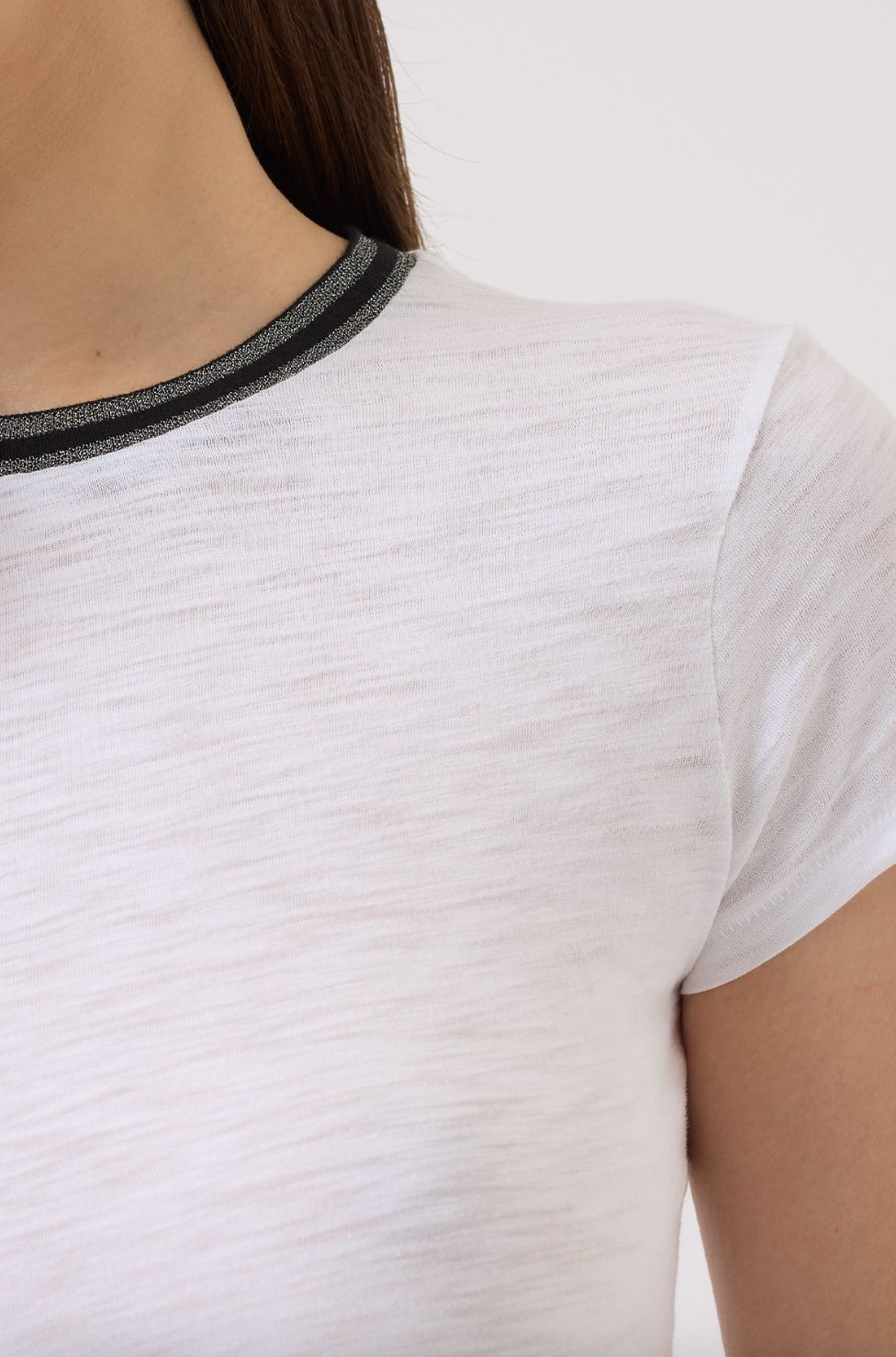 Goldie Daylight Shimmer Tipped Ringer Tee in White