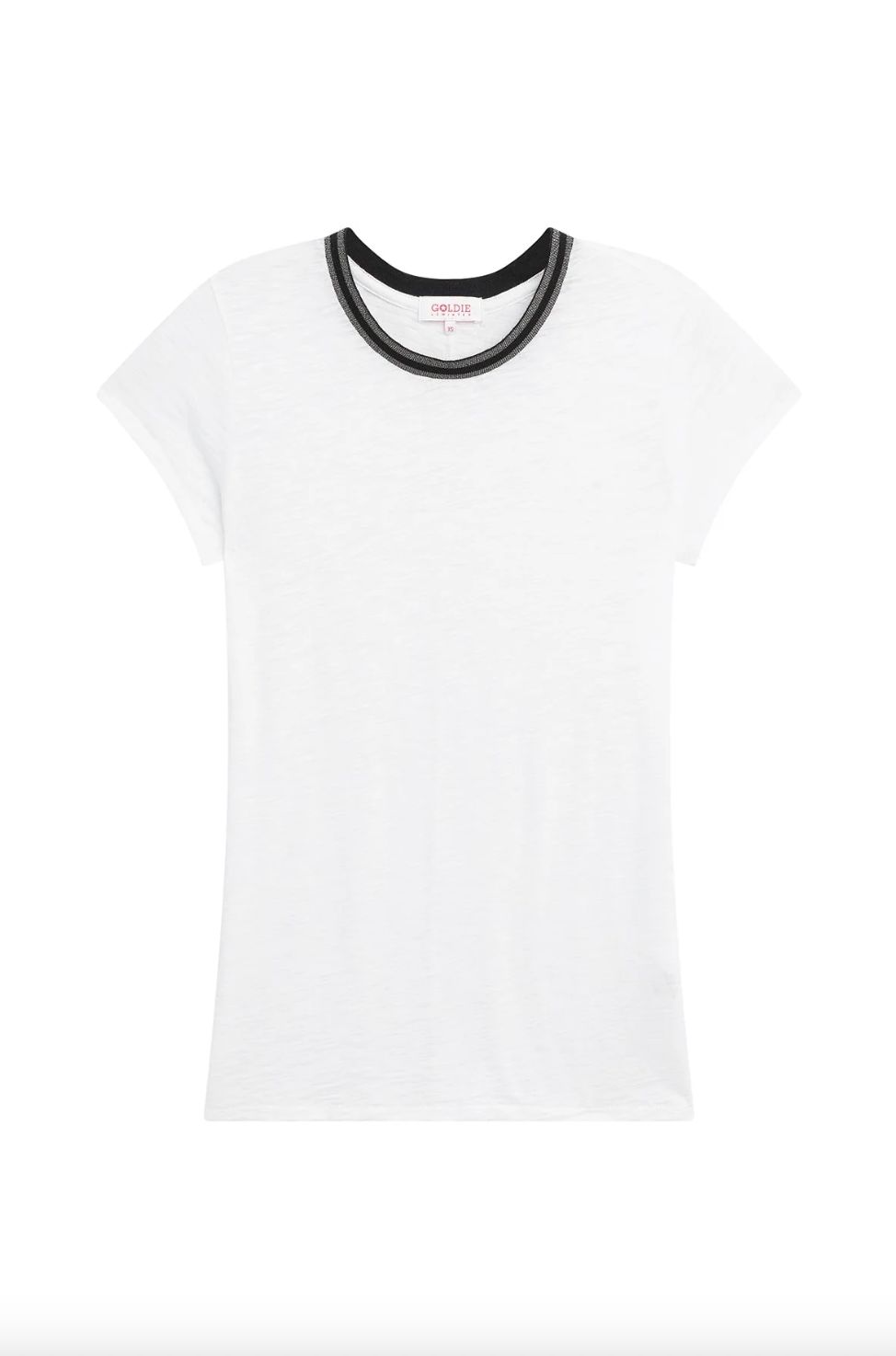 Goldie Daylight Shimmer Tipped Ringer Tee in White