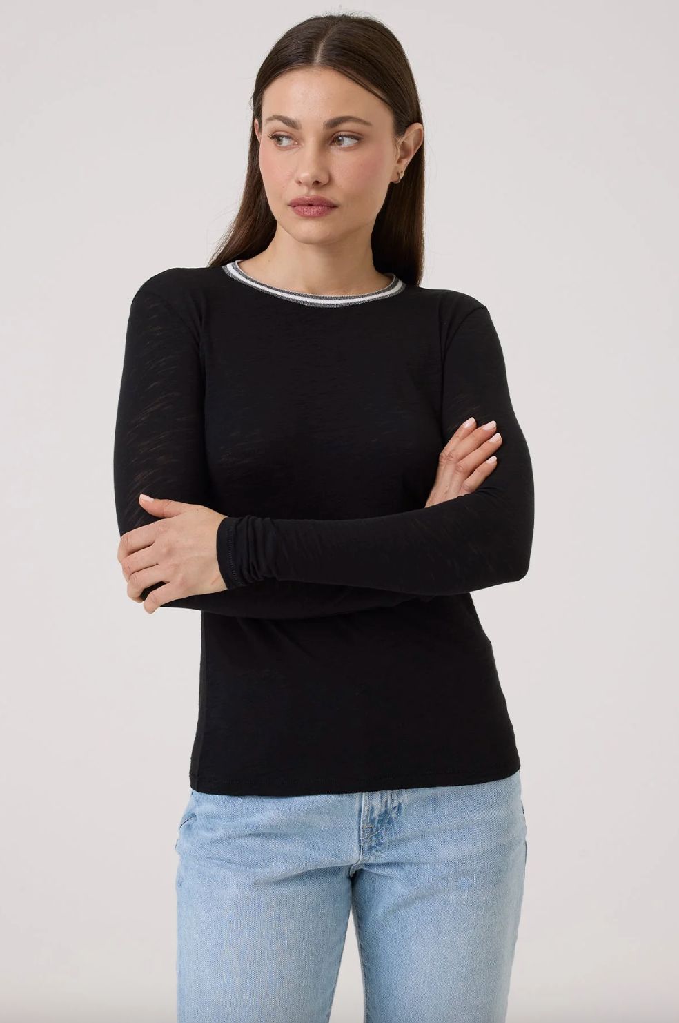 Goldie Midnight Shimmer Tipped Ringer Top