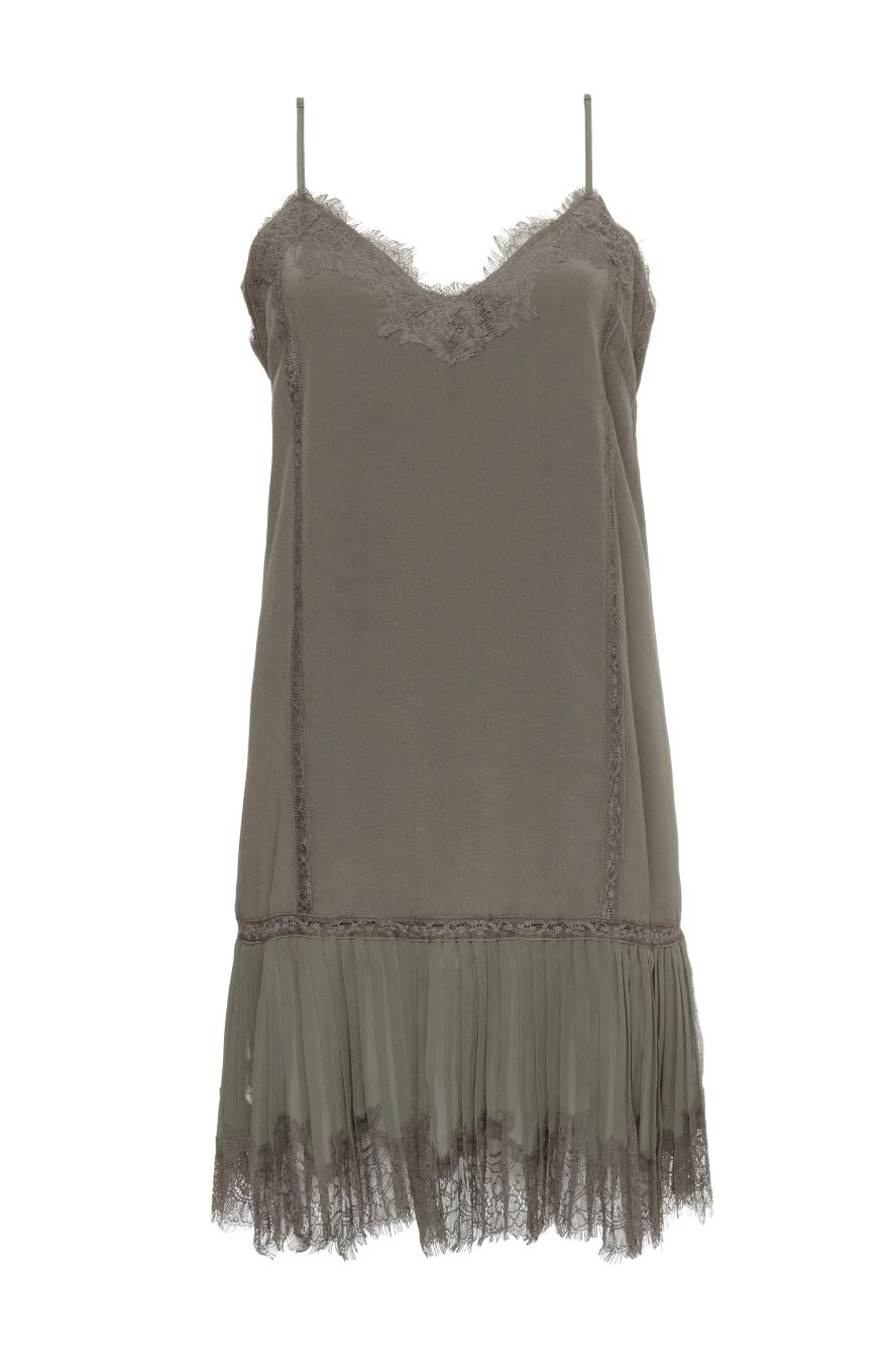 Gold Hawk Pleated Panel Dress