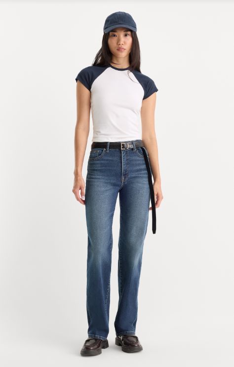 Good American Soft Tech Good True Straight Jeans