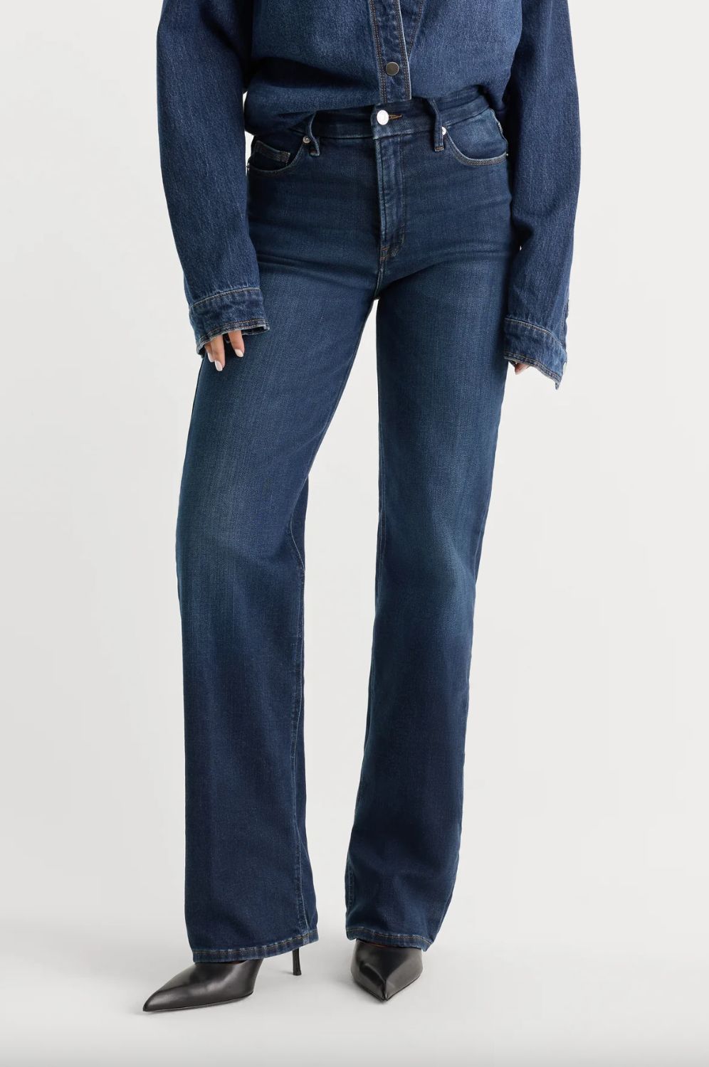 Good American Soft Tech Good True Straight Jeans