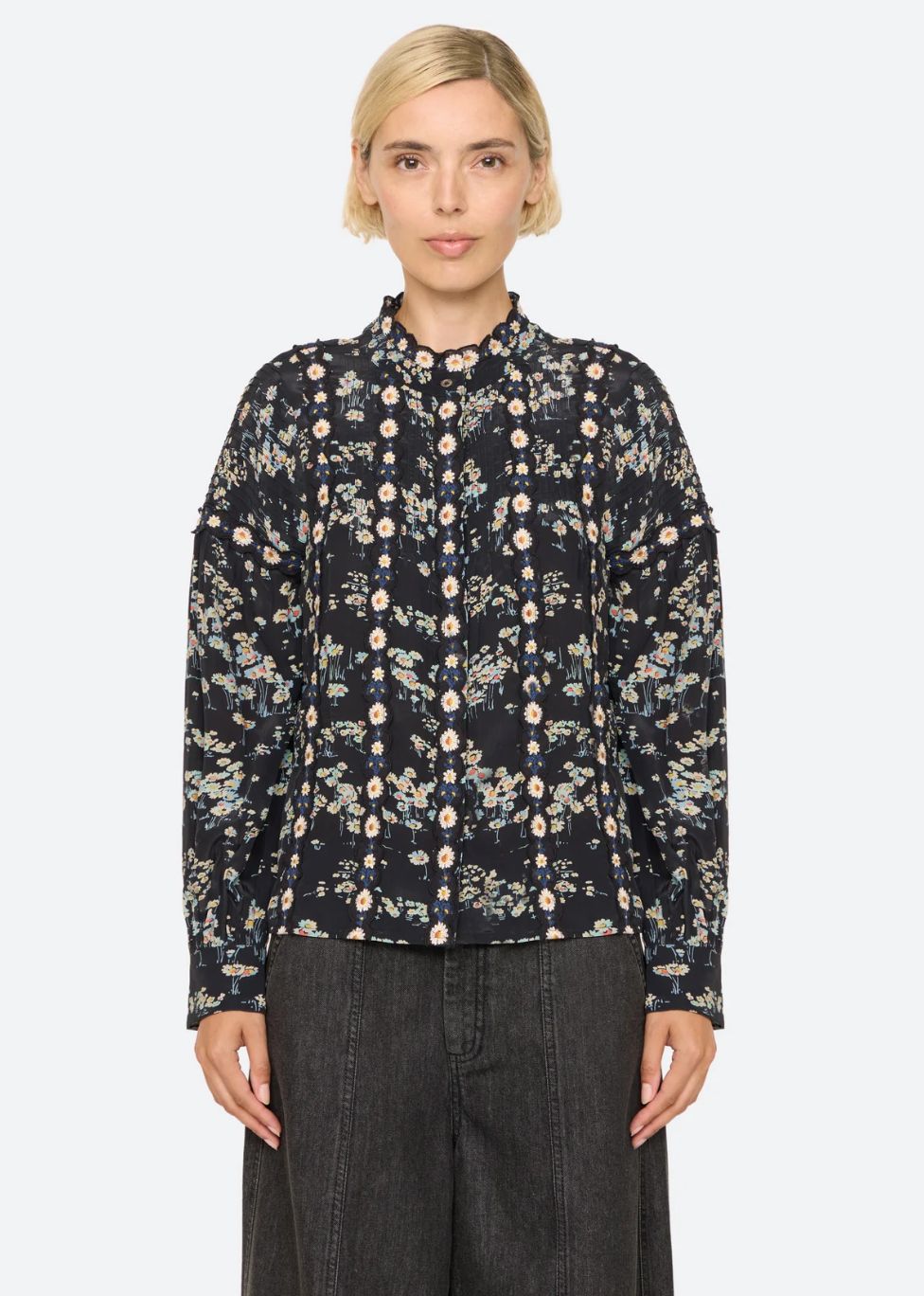 Sea-NY Mona Print Long Sleeve Blouse