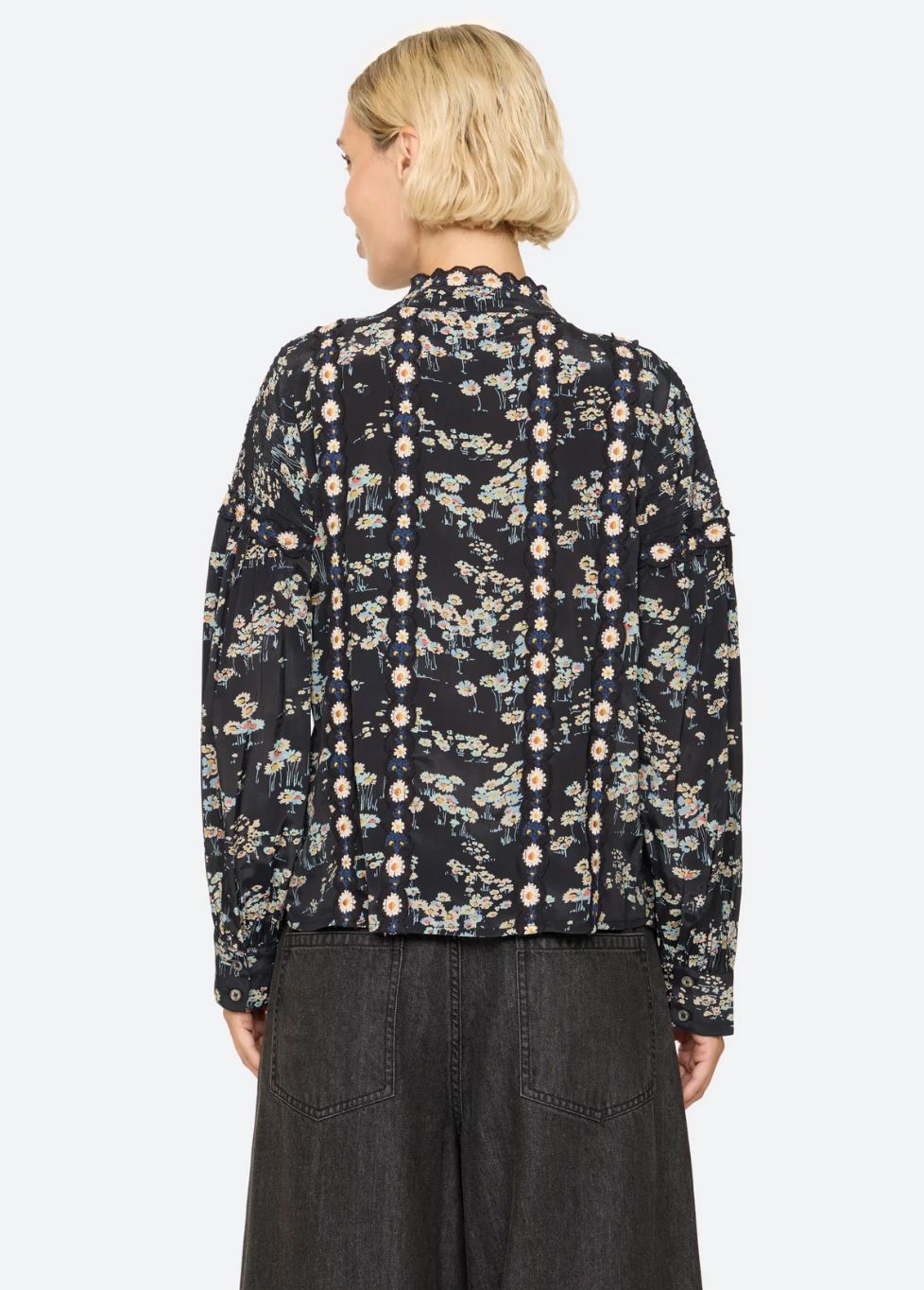 Sea-NY Mona Print Long Sleeve Blouse