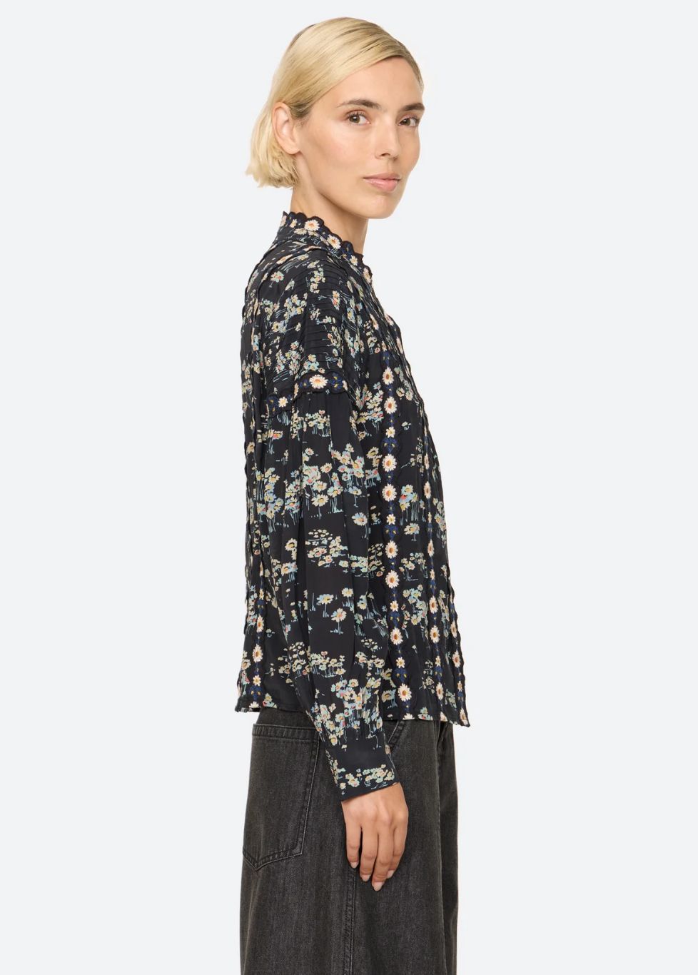 Sea-NY Mona Print Long Sleeve Blouse