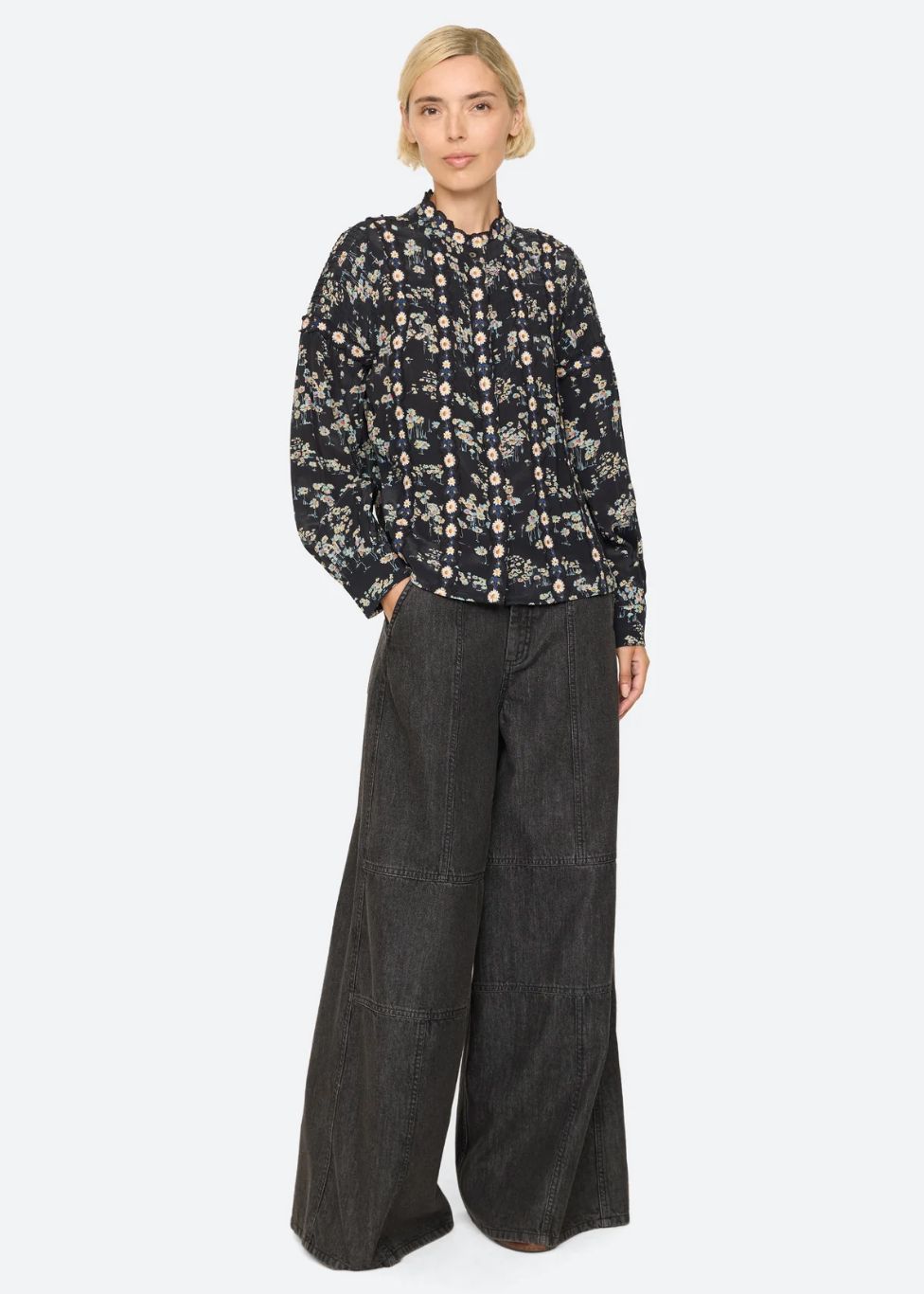 Sea-NY Mona Print Long Sleeve Blouse