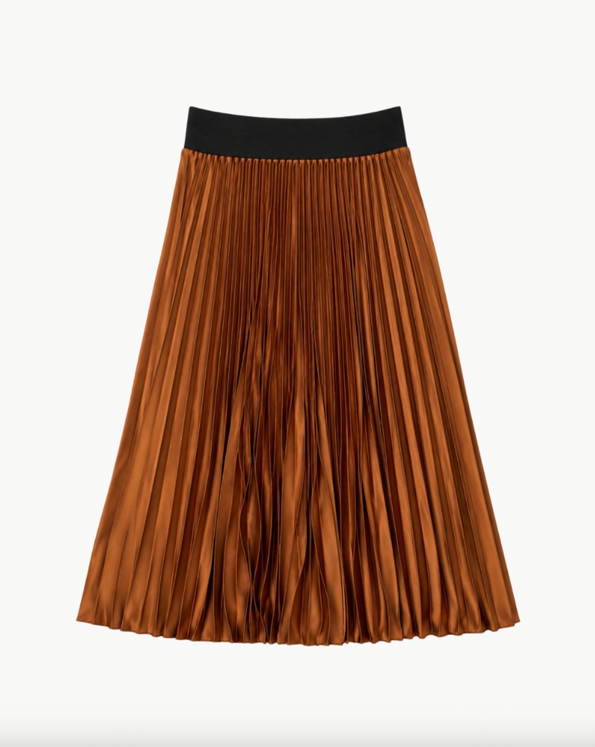 Loyd Ford Satin Hazel Brown Pleated Skirt