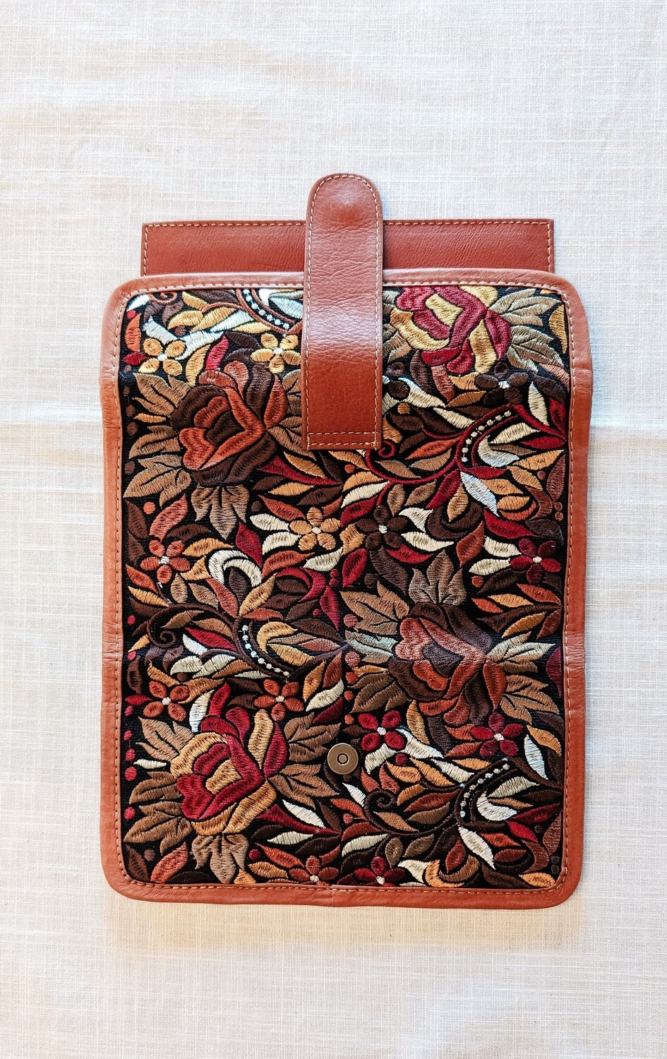 Leather &amp; Embroidered Wallet