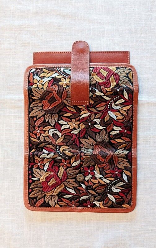 Leather &amp; Embroidered Wallet