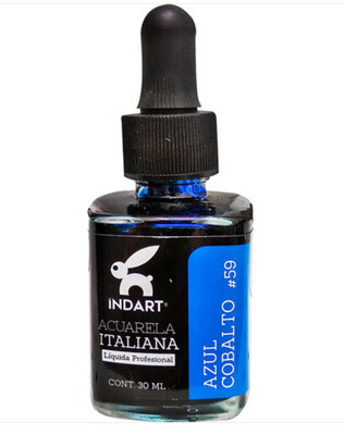 Acuarela líquida Indart 30 ml. Vidrio 59 Azul Cobalto