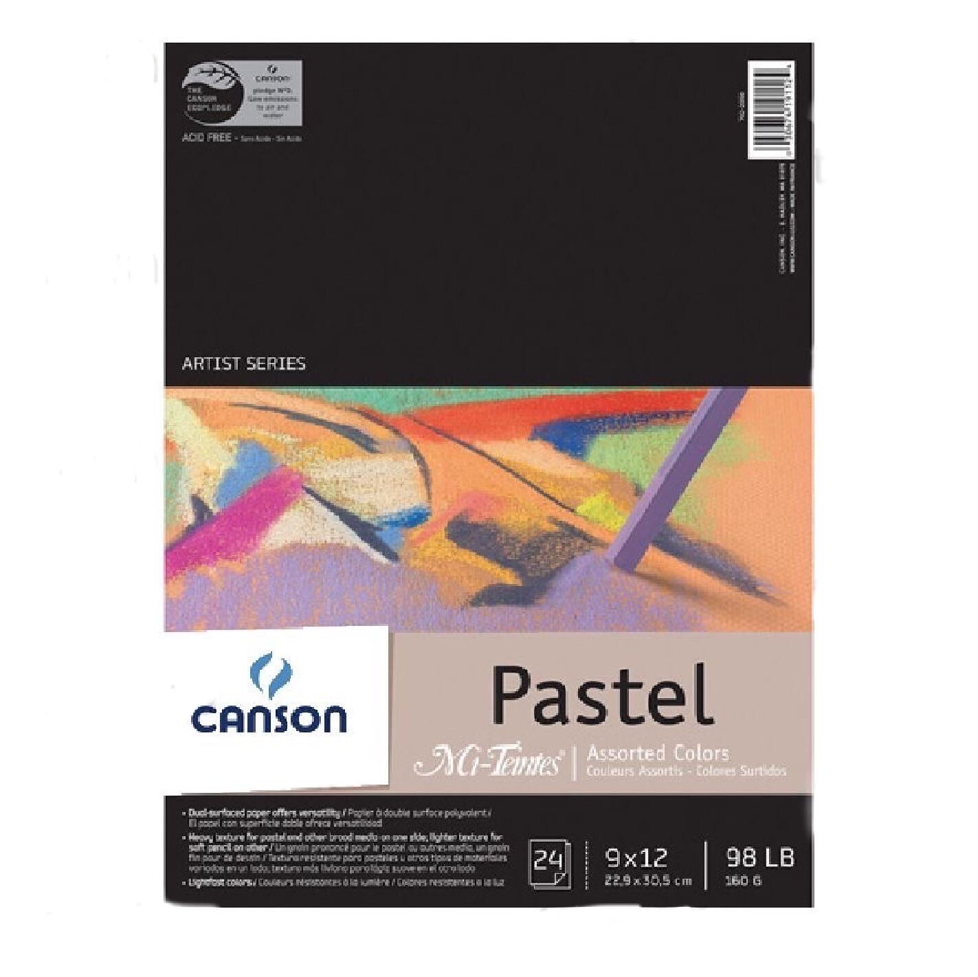 Block Pastel Canson 22.9 X 30.5 cm, 24 Hojas de Colores 160 gr.