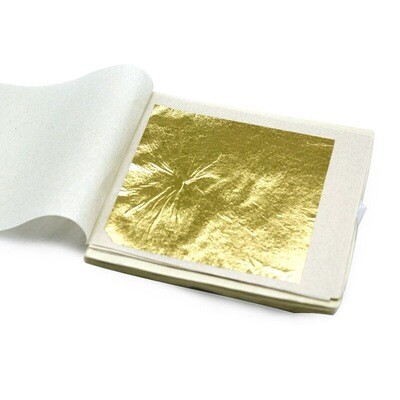 Hoja de oro falsa B03 de 8x8 cm oro claro 100 hojas  separadas