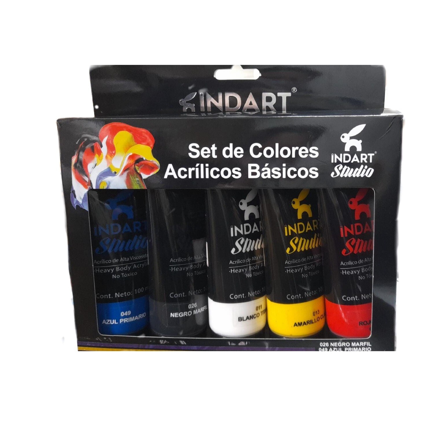 Set de colores Acrílicos básicos Indart de 100 ml.