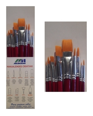 Jgo. de Pinceles Set 1 Taklon Dorado Mecanorma 