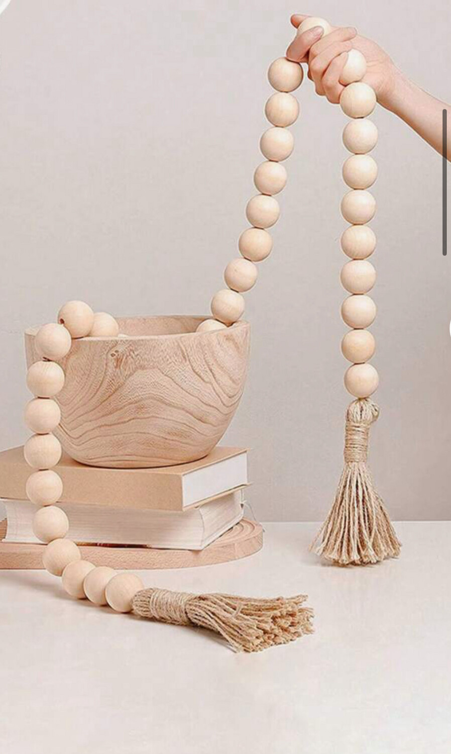 Wood Beaded Pendant Natural