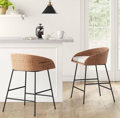 Woven Backed Counter Height Barstool with Cushion - Threshold