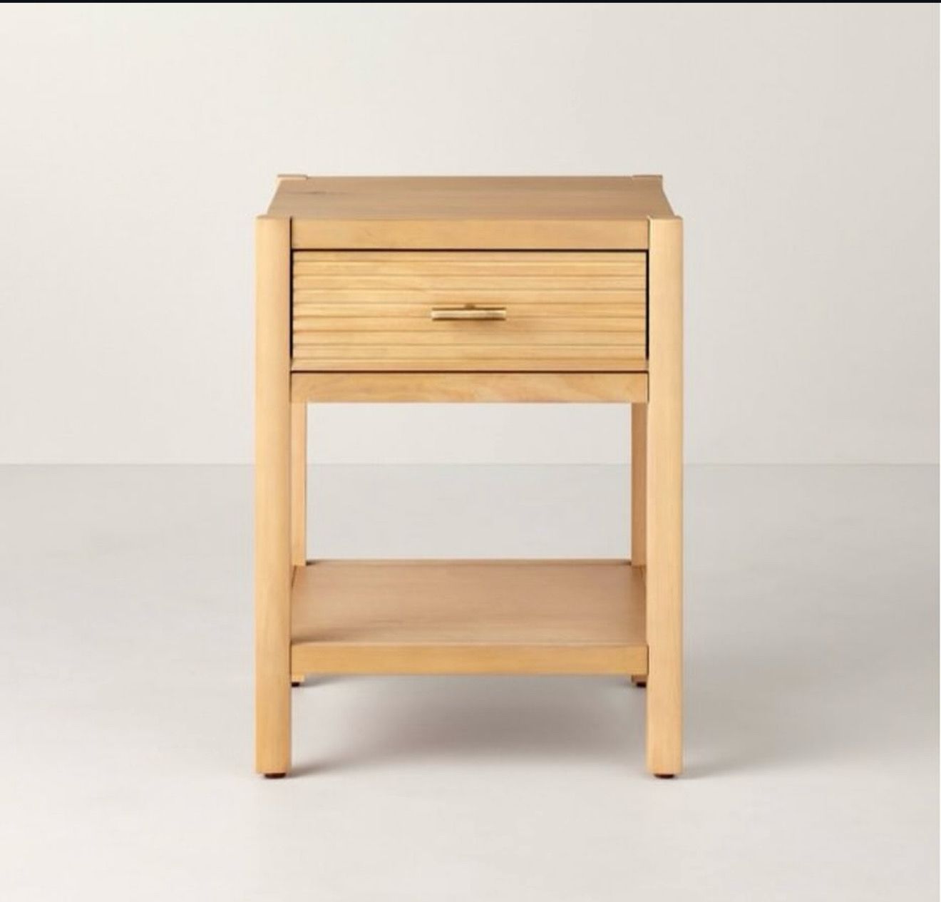 Grooved Wood Square Accent Side Table with Drawer - Natural - Hearth &amp; Hand with Magnolia