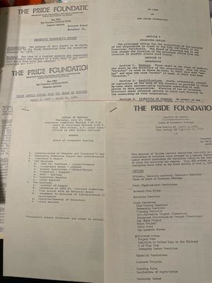 Pride Foundation archives Including 1972 By-laws, Meeting Notes