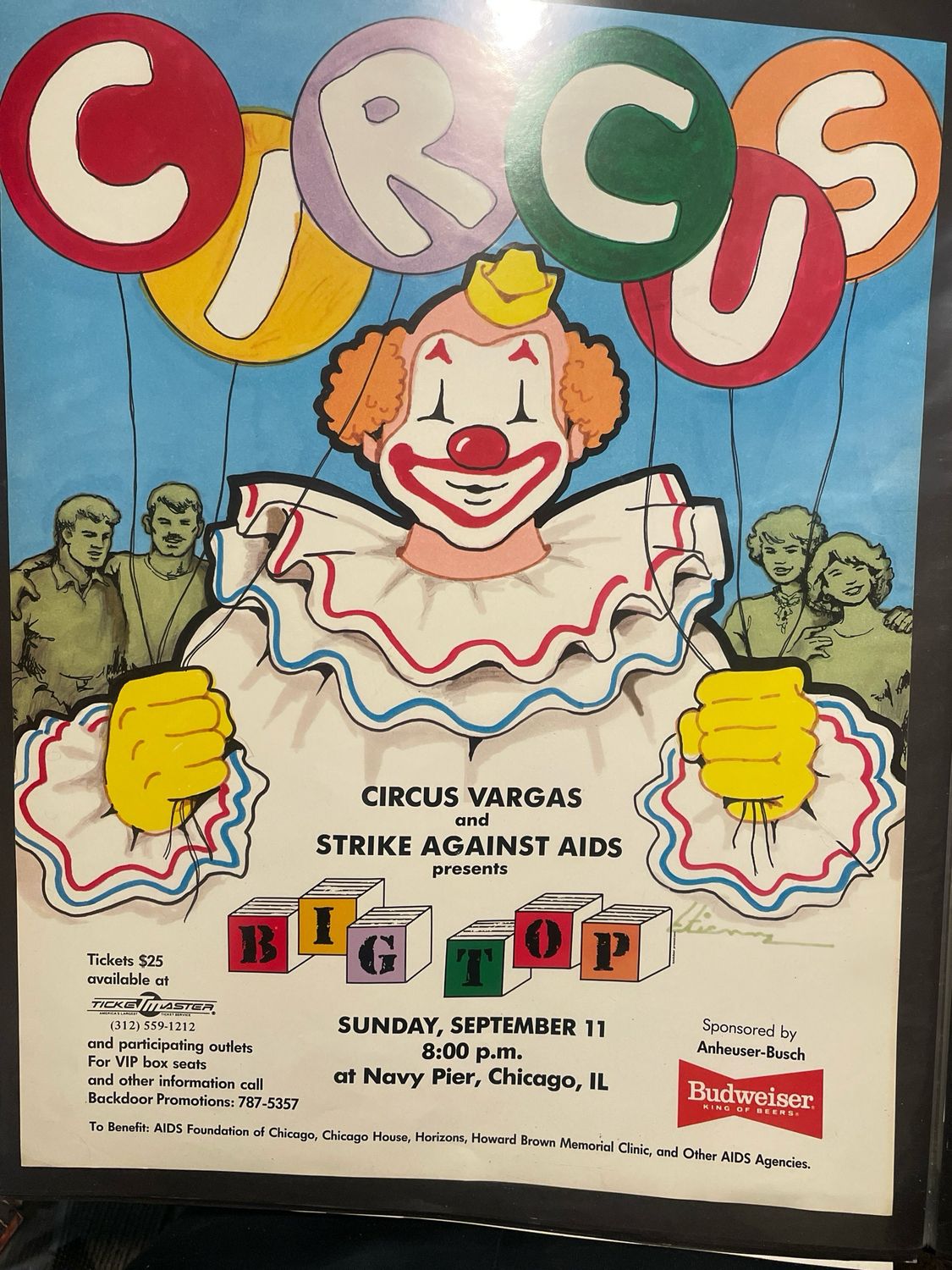 Circus Vargas Strive Against AIDS Poster 18”x24” 1980s