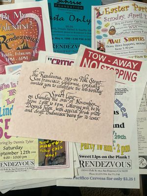 The Rendezvous Bar San Francisco Gay Bar Handbills Over 25 1980s-90s