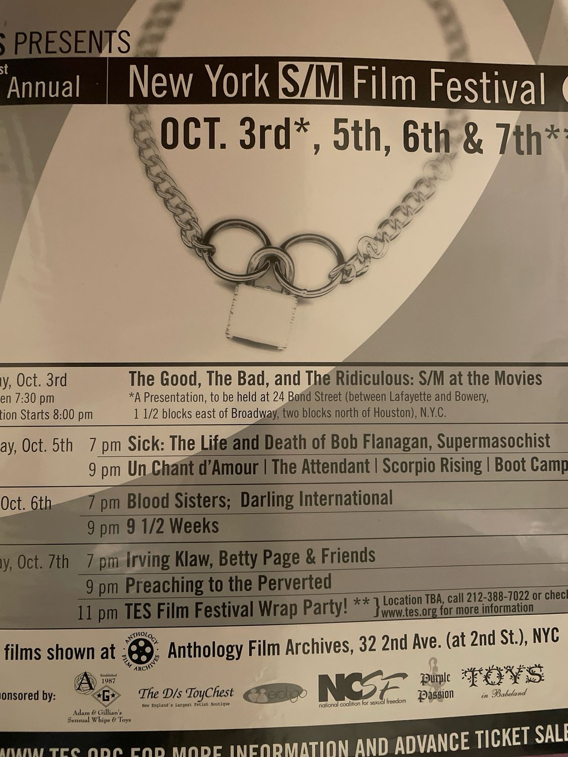 New York S/M Festival 1st Poster18x24