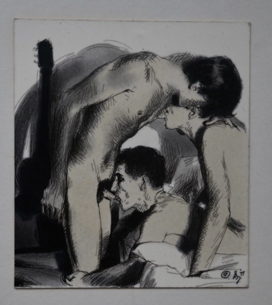 Small 4x4 Ink On Paper Unknown Artist NYC 1970s