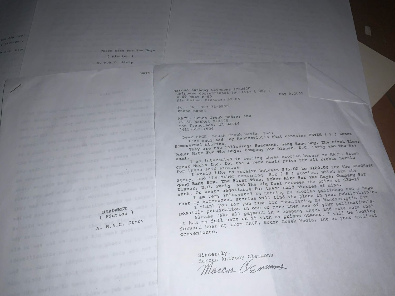 5 Stories Written By An Inmate In Michigan - Submitted To Brush Creek Media - No Action Was Taken