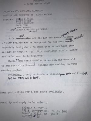 1986 Contract Film “Freshman” A David McCabe Video LeSalon &amp; Melodie Turner Producer Roll0
