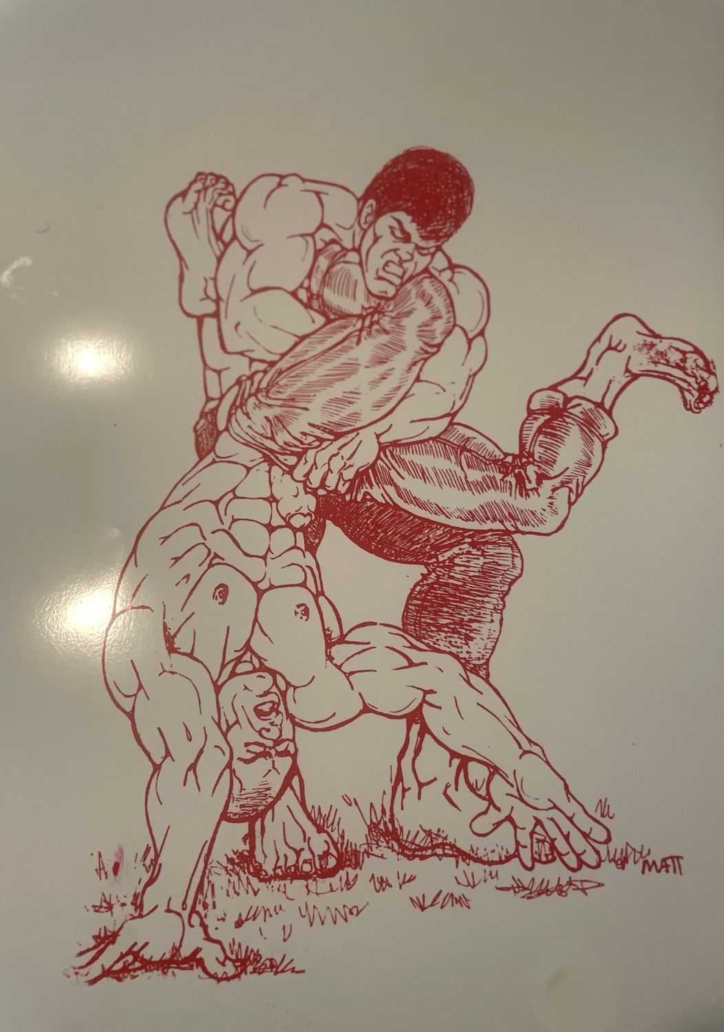 Matt print large 14x20 red ink on paper print