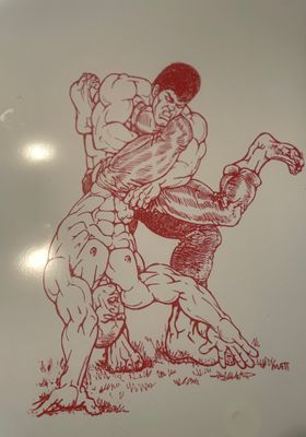 Matt print large 14x20 red ink on paper print