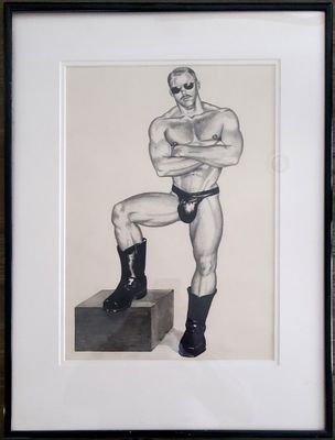 The HUN (Bill Schmelling) ORIGINAL DRAWING, Graphite on Paper, Framed.