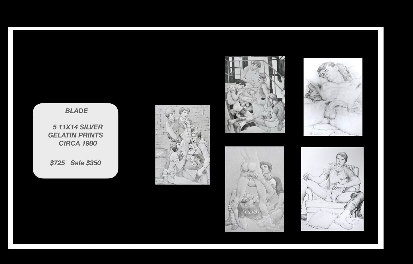 BLADE DRAWINGS CIRCA 1080 Set Of 5 11x14 SILVER GELATIN PRINTS