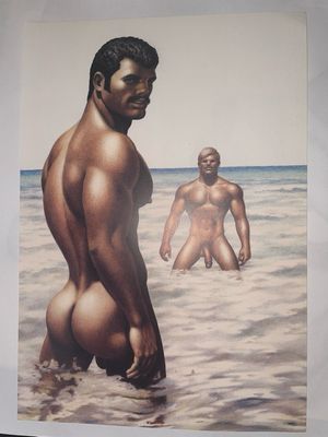 Prize002-Tom of Finland Lithograph Print circa1980s 12”x16” on mattboard