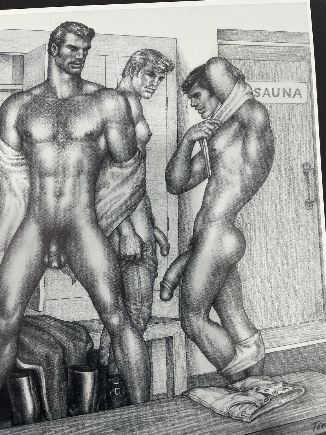 Tom of Finland Vintage Lithograph Print 12x15 -matted Board