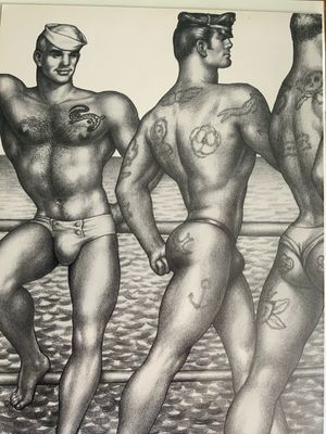 Tom of Finland Vintage Lithograph Print 12x16 -matted Board