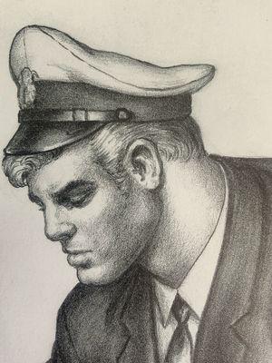 Tom of Finland Vintage Lithograph Print 12x16 -matted Board