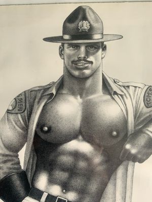 Tom of Finland Vintage Lithograph Print 12x16 -matted Board