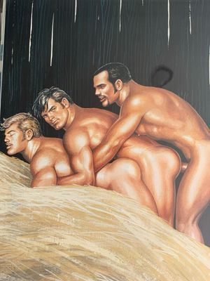 Tom of Finland Vintage Lithograph Print Color  12x16 -matted Board