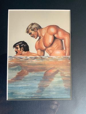 Tom of Finland Vintage Lithograph Print 5x7 -color Print matted Board