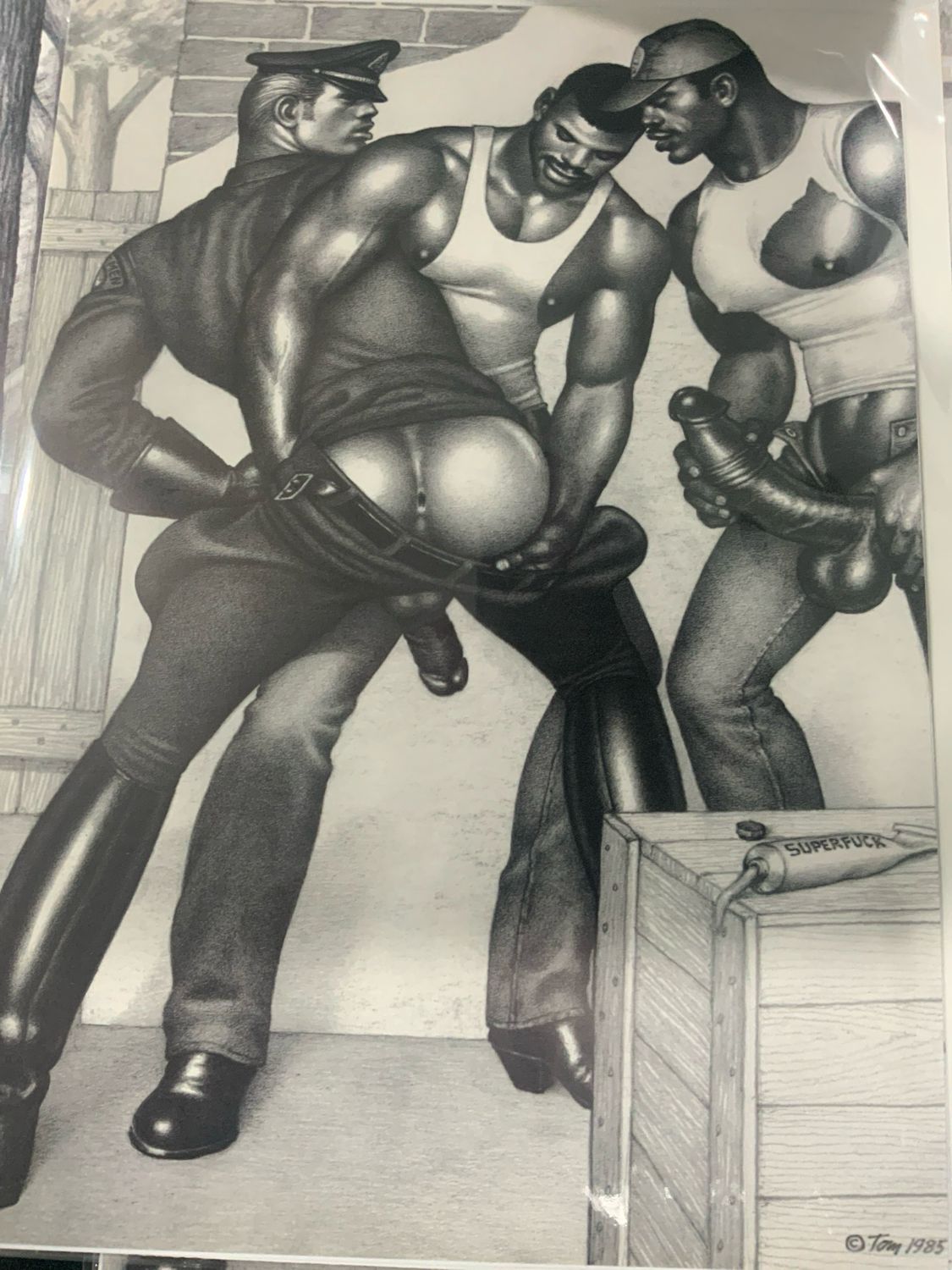 Tom of Finland Vintage Lithograph Print 12x16 -matted Board