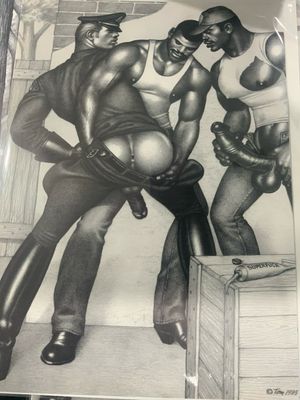 Tom of Finland Vintage Lithograph Print 12x16 -matted Board