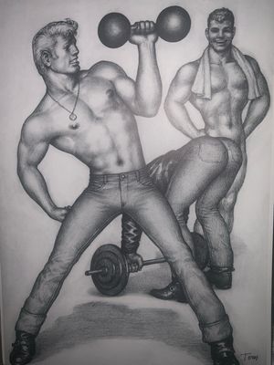 Tom of Finland Lithograph Print  11x14 1980s - Mounted On Mattboard