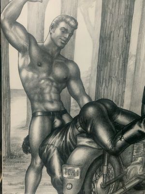 Tom of Finland Lithograph Print 1990s 13x17 Mounted On Mat board