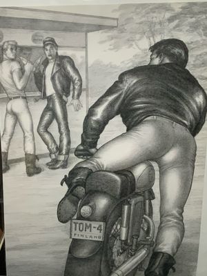Tom of Finland Lithograph Print 1990s 13x17 Mounted On Mat board